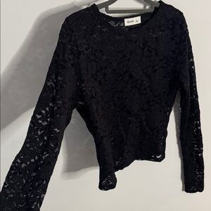 Hollister Black Floral Lace Long Sleeve Top